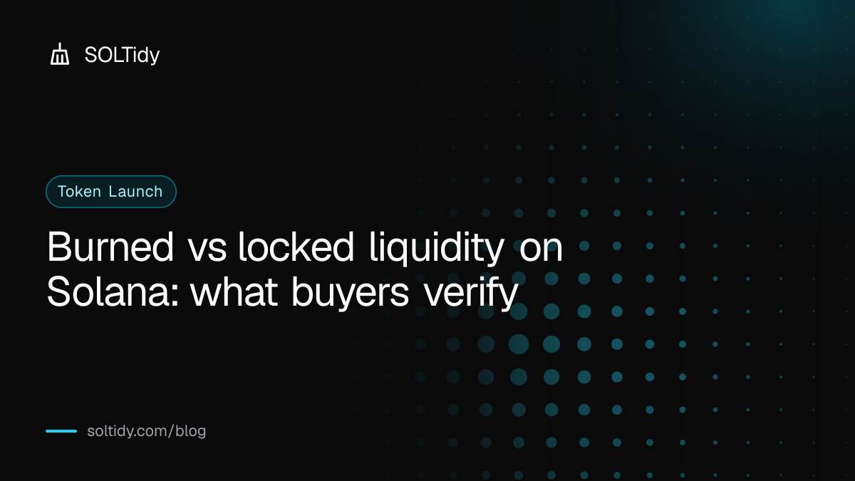 Cover for Burned vs locked liquidity on Solana: what buyers verify