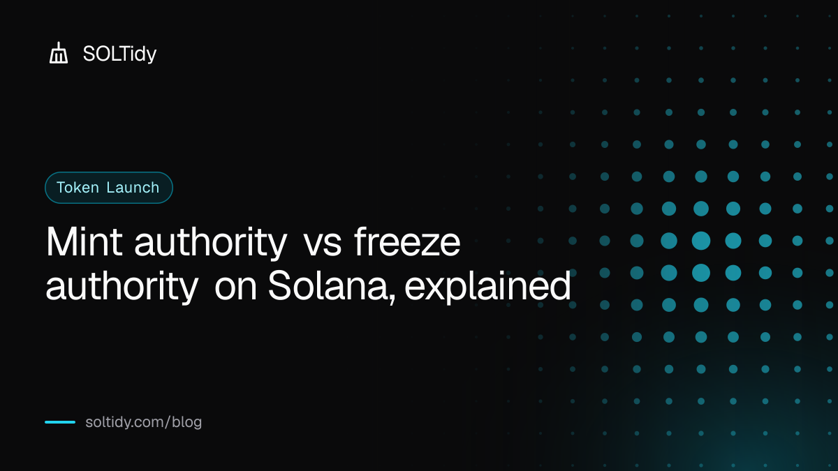 Cover for Mint authority vs freeze authority on Solana, explained